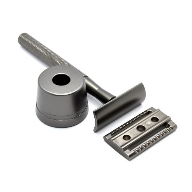 Maszynka do golenia ze stojakiem Shlyuz F-16 Gunmetal DE Safety Razor With Stand