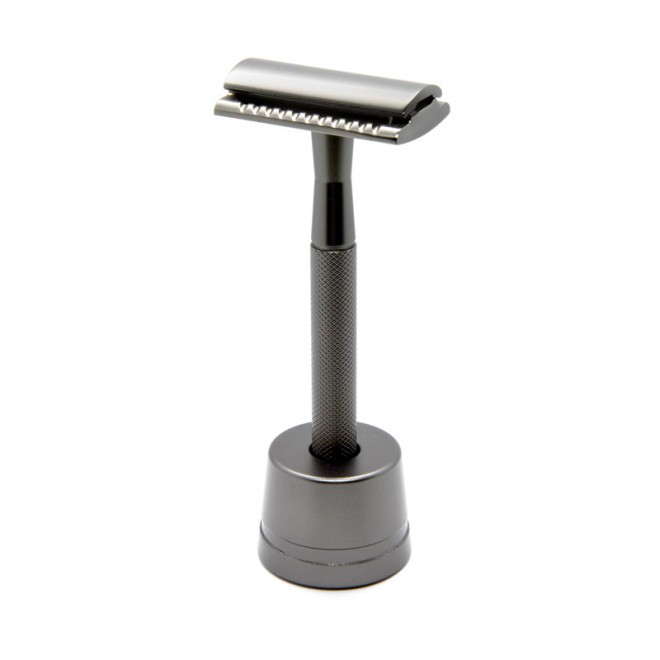 Maszynka do golenia ze stojakiem Shlyuz F-16 Gunmetal DE Safety Razor With Stand
