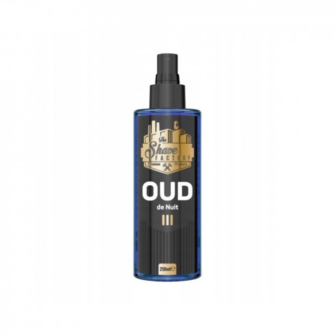 The Shave Factory Oud De Nuit 250 ml — woda po goleniu w sprayu (plastik) o głębokim, drzewnym aromacie | pielęgnacja i tonizacja skóry po goleniu