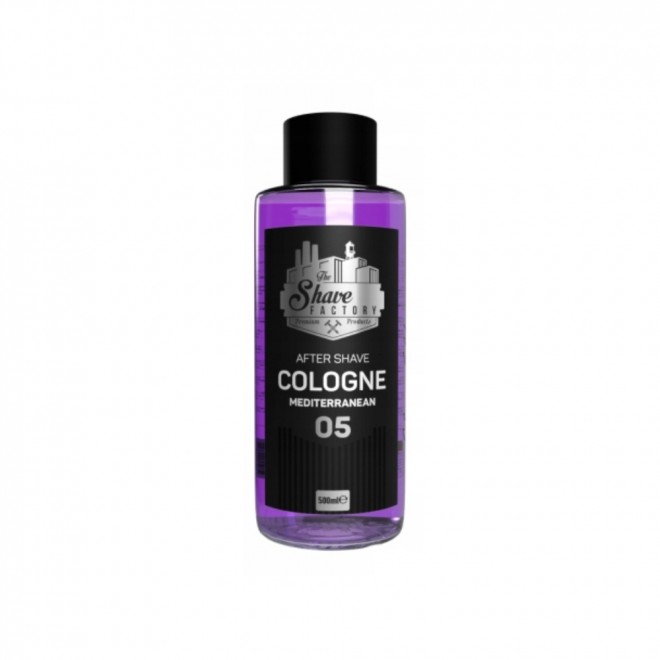 The Shave Factory 05 Mediterranean 500 ml — woda po goleniu 05 Mediterranean — świeża, śródziemnomorska kompozycja cytrusów, ziół i morskiej bryzy