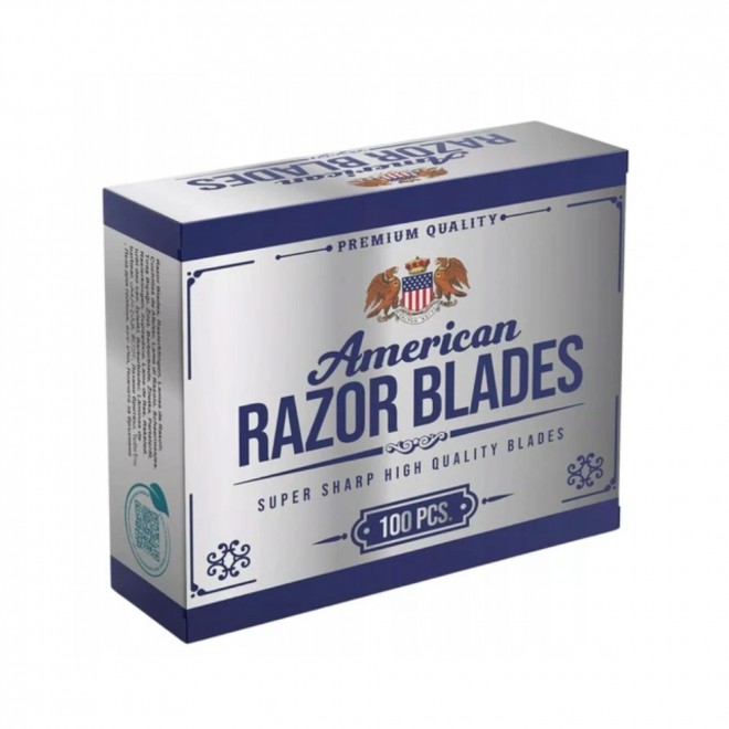Żyletki do golenia standardowe American Razor Blades 100 szt. – podwójne ostrza DE ze stali nierdzewnej | gładkie i komfortowe golenie