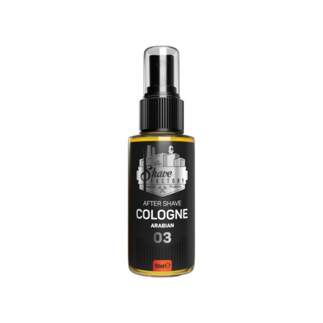 Woda kolońska po goleniu The Shave Factory Arabian No.03 50 ml – orientalna, ciepła męska kompozycja | bergamotka, lawenda, ambra, wanilia i piżmo | łagodzi skórę i zapewnia długotrwały zapach