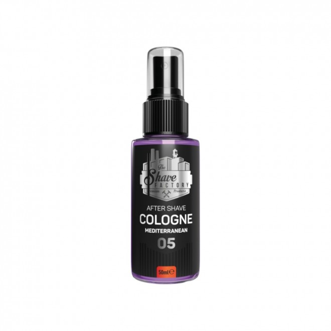 Woda kolońska po goleniu The Shave Factory Mediterranean No.05 50 ml – orzeźwiający, lawendowo-cytrusowy zapach śródziemnomorski | bergamotka, lawenda, heliotrop i ambra | łagodzi skórę i daje długotrwałą świeżość