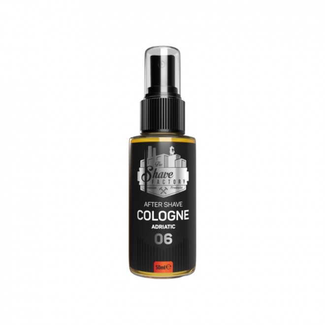 Woda kolońska po goleniu The Shave Factory Adriatic No.06 50 ml – orzeźwiający, lekko gorzki cytrusowy zapach adriatycki | bergamotka, grejpfrut, geranium, drzewo cedrowe i przyprawy | łagodzi skórę i zapewnia męską świeżość