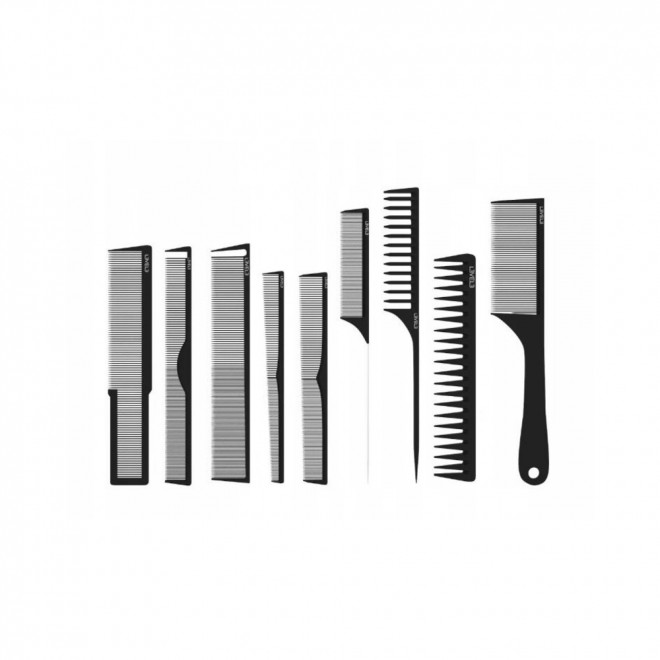 Profesjonalny zestaw grzebieni fryzjerskich L3vel3 9PC COMB SET – komplet 9 sztuk w etui