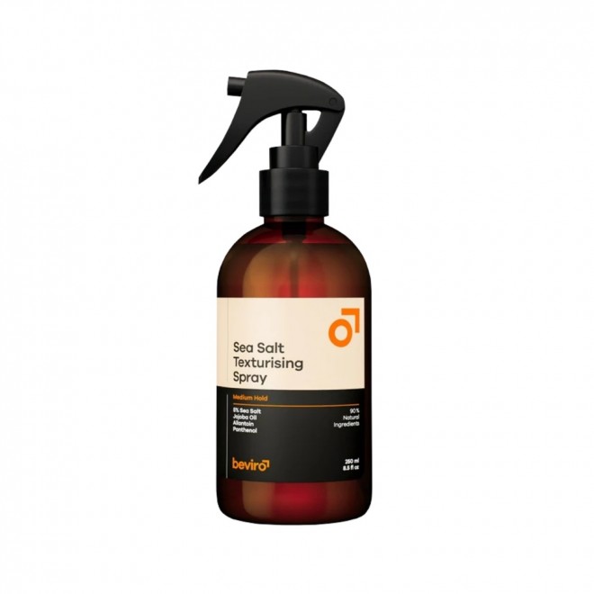 Spray teksturyzujący z solą morską średni chwyt Beviro Sea Salt Texturising Spray Medium Hold 250 ml – lekka tekstura, objętość i plażowy efekt
