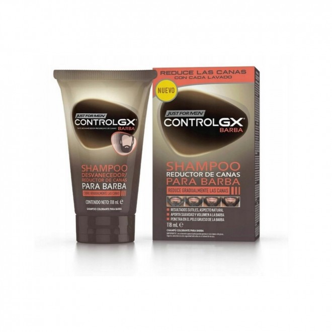 Szampon do brody przywracający naturalny kolor Just For Men ControlGX 118 ml – stopniowa redukcja siwizny i naturalny efekt