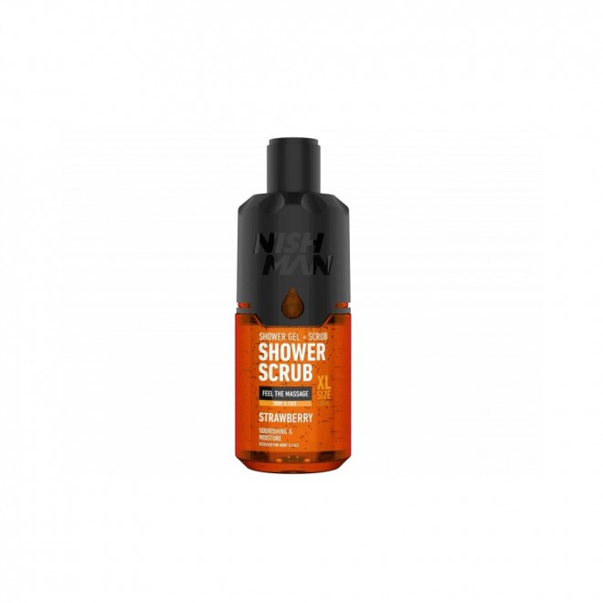 Żel pod prysznic Nishman Strawberry 480 ml — truskawkowe odświeżenie i peeling mineralny